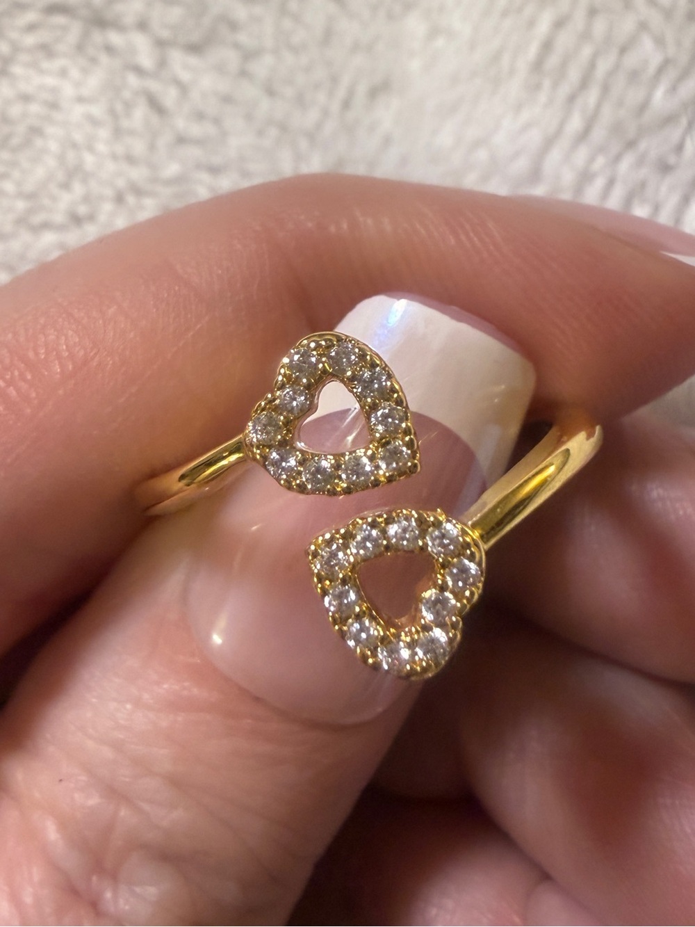 Ring Gold Heart Double-Open CZ Ring
